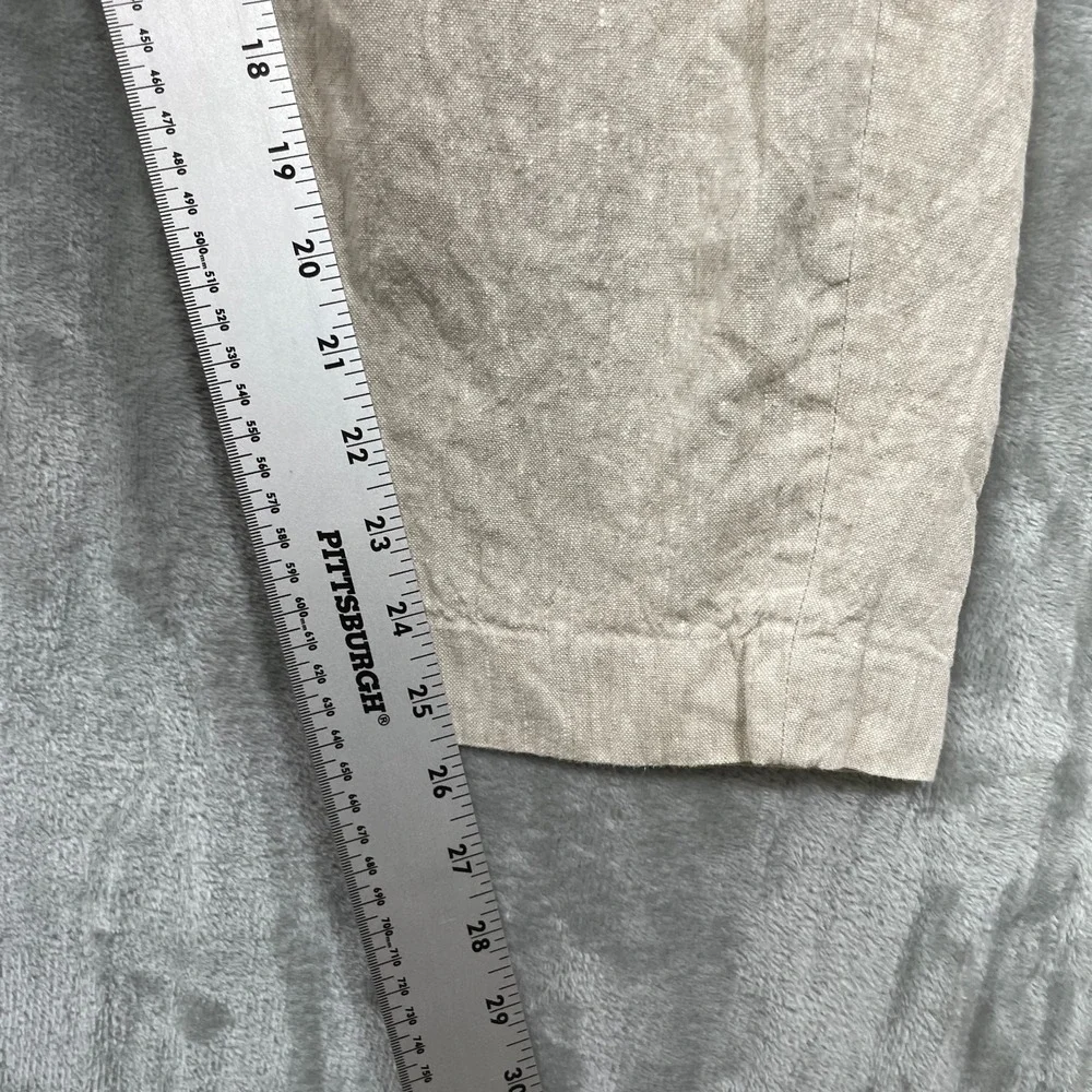 ZARA Women's 100%‎ Linen Pants Size M Beige Drawstring Relaxed Fit Beach Summer